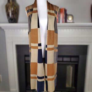 Jillian Nicole Colorblock Plaid Duster Vest | Size Large